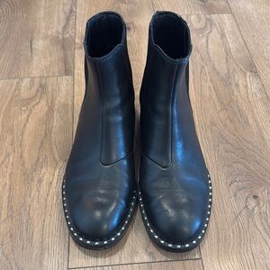 Ash Women’s Wino Ankle Bootie Black Leather Studded Rim Size 7.5 / EU 38